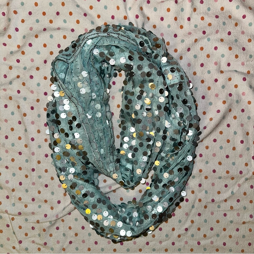 Apt. 9 Light Blue Infinity Scarf - Silver Sequin Embellished